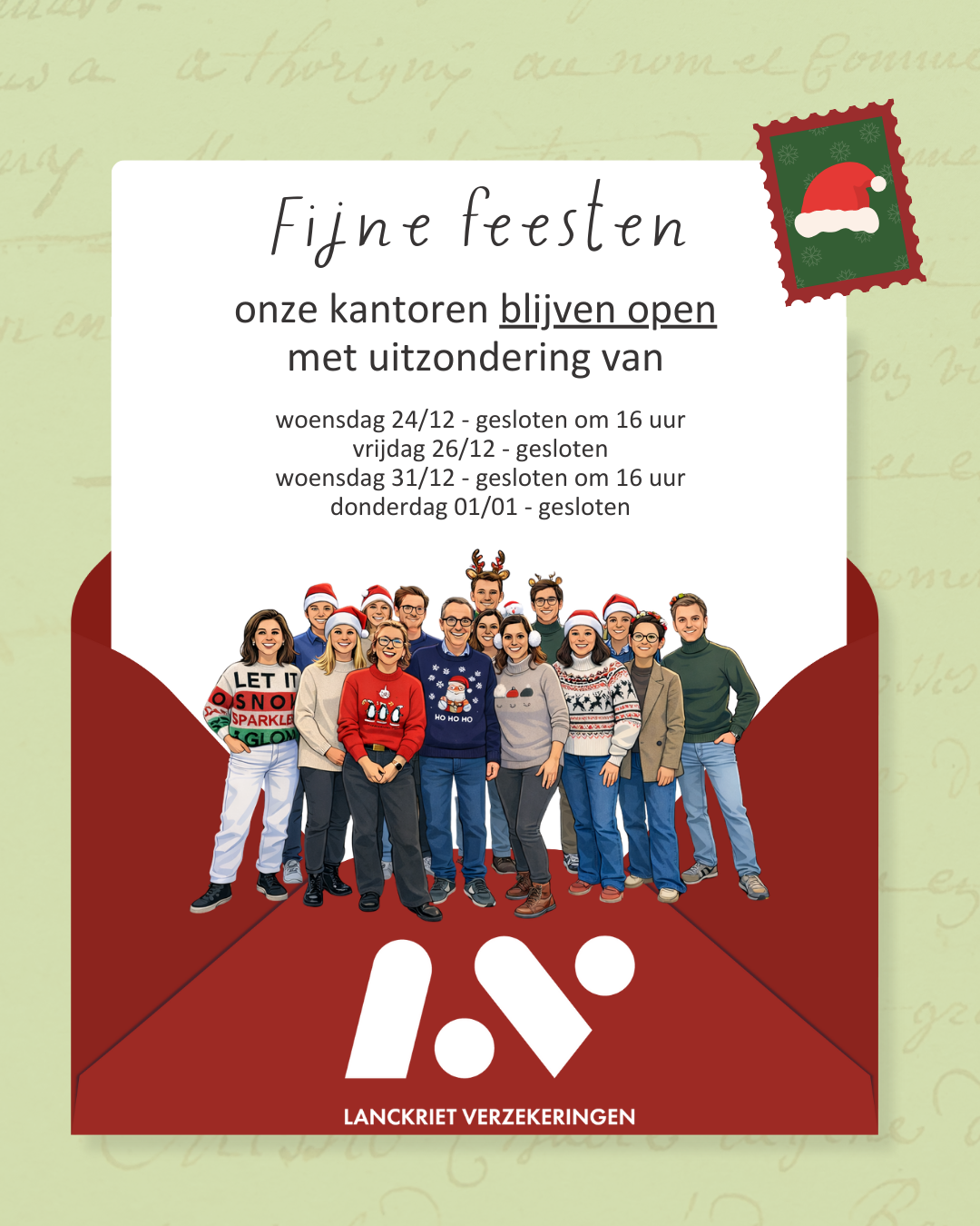 Feestperiode, uitzonderlijke openingsuren
